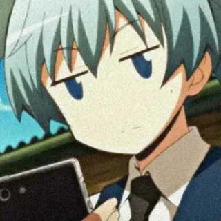 🌀 Nagisa Shiota Assassination Classroom anime, desenho animado, menino, cabelo azul, Nagisa Shiota, Assassination Classroom whatsapp sticker