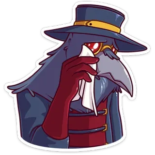 😢 medico della peste, triste, piangendo, maschera, pandemia, storico, vintage telegram sticker