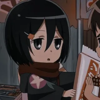 🧣 Mikasa Ackerman Attack on Titan 动漫, 漫画, Q版, 进击的巨人, 三笠, 阿克曼 telegram sticker