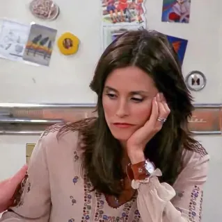 😞 Monica Geller Friends série TV, personnage, Monica Geller, Courteney Cox, Friends, années 90, sitcom whatsapp sticker