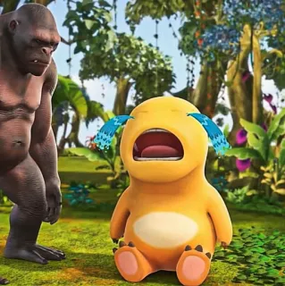 🧽 chorando, triste, gorila, monstro, desenho animado telegram sticker