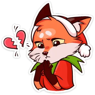 💔 renard, animal, dessin animé, triste, coeur brisé, mignon telegram sticker