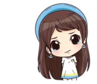 😢 Desenho animado, Menina, Triste, Chorando, Lágrimas, Emocional, Adesivo telegram sticker