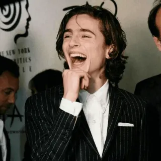 😂 Timothée Chalamet นักแสดง, คนดัง, ผู้ชาย, ภาพเหมือน, ยิ้ม telegram sticker