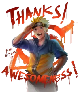 👍 Naruto Thanks! Awesome! Anime, Naruto, Grazie, Fantastico, Cartone animato telegram sticker