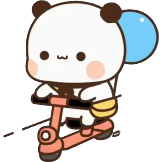 🛴 แพนด้า, สกู๊ตเตอร์, น่ารัก, การ์ตูน, ลูกโป่ง, สติกเกอร์, น่ารัก telegram sticker