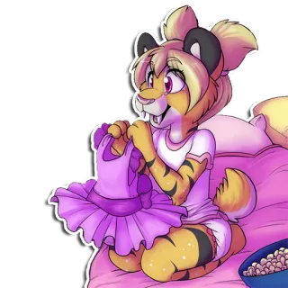 👗 เฟอร์รี่, มานุษยวิทยา, เสือ, ชุดเดรส, น่ารัก telegram sticker