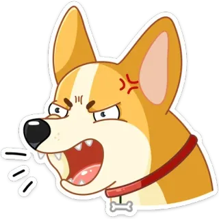 🥎 cachorro, bravo, desenho animado, animal, animal de estimação, corgi, agressivo telegram sticker