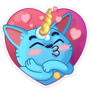 😍 猫, ユニコーン, かわいい, ハート, 動物, 漫画 telegram sticker