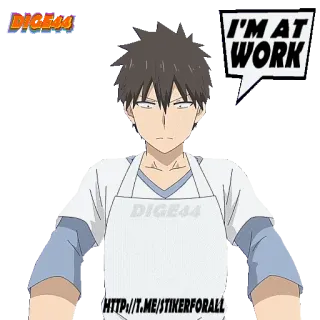 ⚙️ I'M AT WORK anime, work, employee, cartoon, character telegram sticker