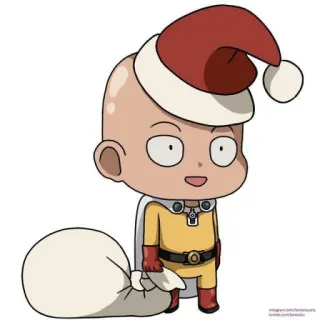 🎅 Saitama One-Punch Man saitama, one-punch man, anime, noël, père noël, autocollant, dessin animé, manga whatsapp sticker