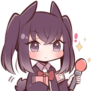 ✨ Anime-Mädchen, Cartoon, Mikrofon, Geschenk, Süß, Sticker telegram sticker