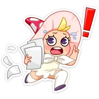 🏃‍♂️ мультик, стикер, гриб, восклицание, паника, бумажная работа telegram sticker