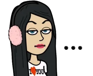 😐 I ❤️ YOU Frau, Liebe, Bitmoji, Cartoon, Winter, Mädchen telegram sticker