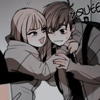🕯 SQUEE Cartoon, Anime, Paar, Umarmung, Freundschaft, Süß, Liebe, Beziehung telegram sticker