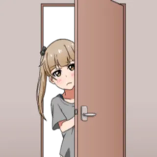 👀 Anime, Mädchen, Tür, Süß, Cartoon whatsapp sticker