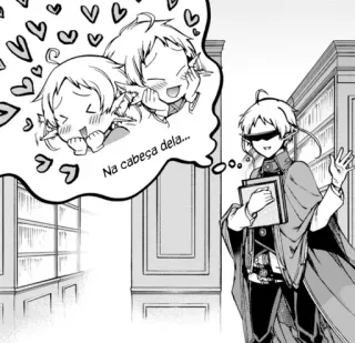 😎 Na cabeça dela... Manga, Elf, Charakter, Denken, Liebe, Herzen telegram sticker