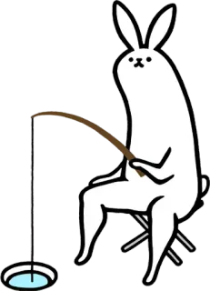 🐰 conejo, pesca, conejo, lindo, dibujos animados telegram sticker
