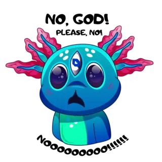 😮 การ์ตูน, อาโจโลเติล, สัตว์ประหลาด, น่ารัก, เอเลี่ยน, สัตว์, ตลก telegram sticker