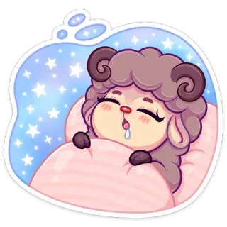 😴 pecora, dormire, carino, cartone animato, animale, sogno, sogni d'oro, notte telegram sticker