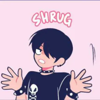 🔗 SHRUG shrug, emote, cartoon, skull, punk, pink, goth telegram sticker