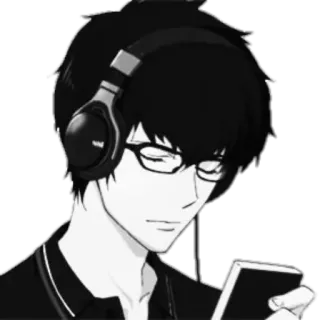 🧊 อนิเมะ, หูฟัง, แว่นตา, เพลง, Persona telegram sticker