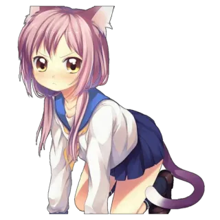 🥺 Anime, Katmeisje, Neko, Meisje, Schattig, Manga telegram sticker