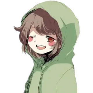 😉 Chara Undertale anime, video game, character, hoodie, smile telegram sticker