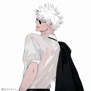 💠 Satoru Gojo Jujutsu Kaisen @goteii_13 Anime, Pelo Blanco, Gafas de sol, Satoru Gojo, Jujutsu Kaisen, Manga, Personaje, Traje whatsapp sticker