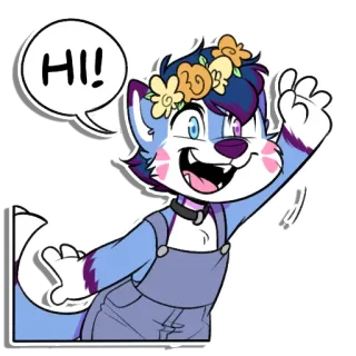 😀 HI! furry, cartoon, anthropomorphic, greeting, hi telegram sticker