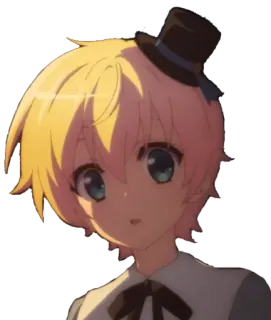😮 Anime, Personaggio, Capelli biondi, Cappello, Ritratto whatsapp sticker
