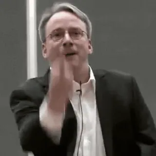 🖕 Linus Torvalds Stinkefinger, Geste, Linus Torvalds, Linux, beleidigend telegram sticker