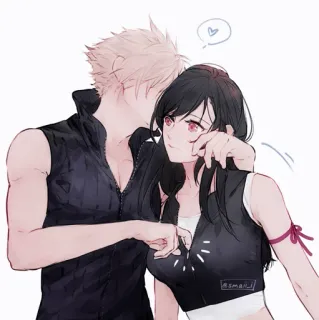 🥢 Tifa Lockhart Final Fantasy VII anime, final fantasy, tifa, cloud, couple, fanart telegram sticker