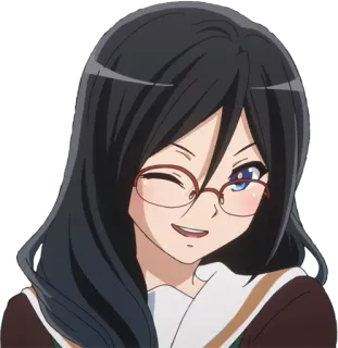 😜 Anime, Mädchen, Brille, Zwinkern, Süß telegram sticker