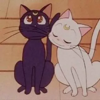 😒 Luna and Artemis Sailor Moon 猫, アニメ, 月, 漫画, 可愛い, セーラームーン telegram sticker