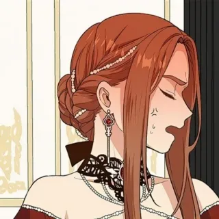 👗 mujer, anime, dibujos animados, expresión, ira, pelo rojo telegram sticker