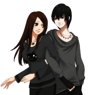 😎 dessin animé, couple, animé, souriant, décontracté, affectueux telegram sticker