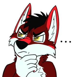 🤨 여우, 퍼리, 만화, 생각, 혼란 telegram sticker