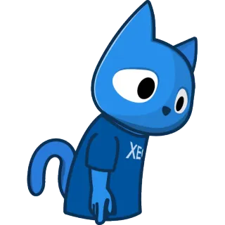 😔 XE kucing, kartun, stiker, biru, karakter telegram sticker