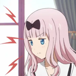 😠 Chika Fujiwara Kaguya-sama: Love Is War anime, chika fujiwara, kaguya sama, cute, shocked, pink hair, shock, embarrassed whatsapp sticker