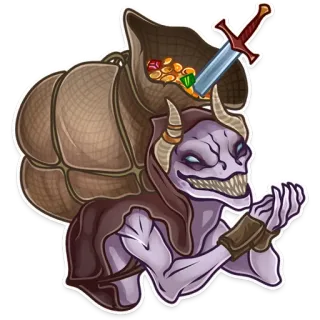 😏 Fantasy, Mostro, Spada, Tesoro, Oro, Demone telegram sticker