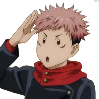 😯 Yuji Itadori Jujutsu Kaisen Аниме, Манга, Юдзи Итадори, Магическая битва, Персонаж, Приветствие telegram sticker