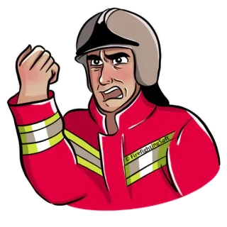 😡 Feuerwehrmann, Cartoon, wütend, Helm, Uniform telegram sticker