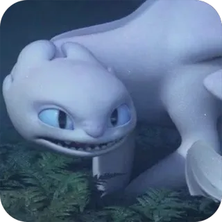😠 Light Fury How to Train Your Dragon дракон, белый, милый, фэнтези, животное whatsapp sticker