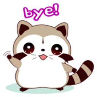 ✋ bye! mapache, animal, lindo, dibujos animados, saludo, despedida whatsapp sticker