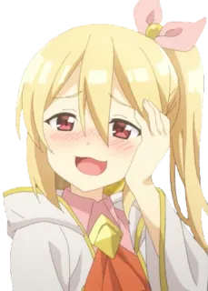 🤤 动漫, 女孩, 卡通, 可爱, 脸红, 微笑, 角色, 插画 telegram sticker