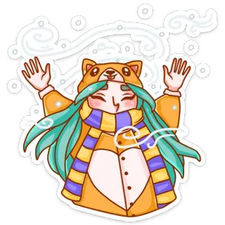 💨 mignon, dessin animé, animé, hiver, neige, personnage telegram sticker