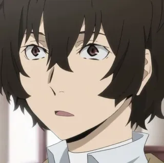 ✨ Osamu Dazai Bungo Stray Dogs อนิเมะ, ตัวละคร, ผมสีน้ำตาล, เคร่งขรึม, ภาพเหมือน telegram sticker