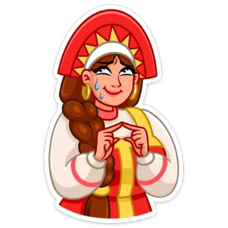 ☺ donna, abbigliamento tradizionale, russo, sorridente, copricapo, cartone animato whatsapp sticker