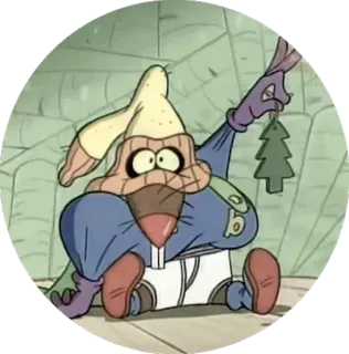 ⚪️ beaver, cartoon, funny, hat, tree, car air freshener telegram sticker